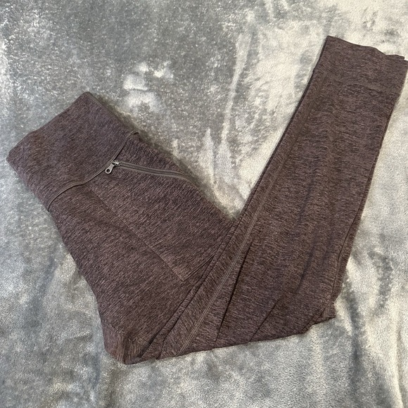 OFFLINE By Aerie The Hugger Hi-Rise Leggings Heathered Maroon Zipper Pockets Med - Picture 1 of 10